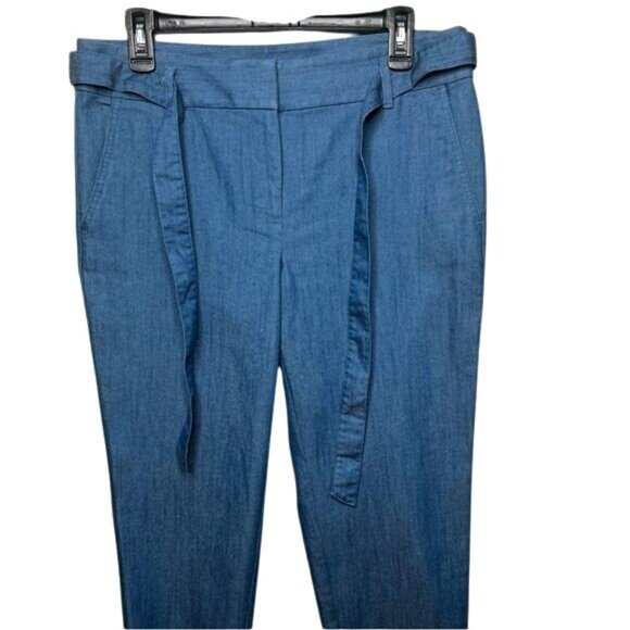 Loft Chambray Tie Waist Slim Pants Size 8 Petite - Picture 8 of 14